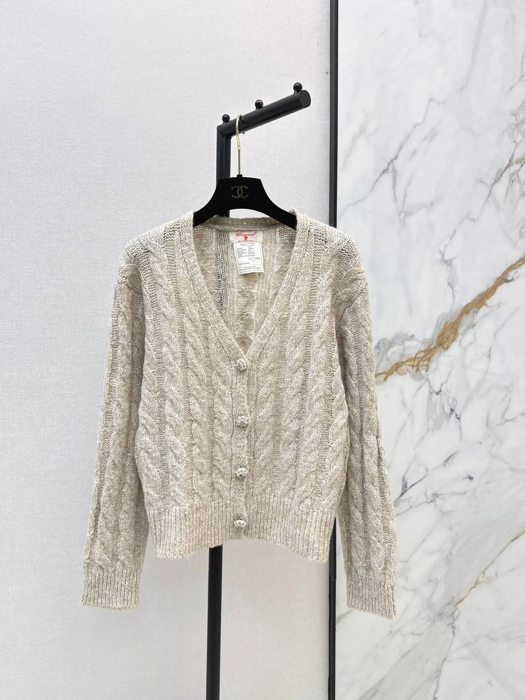 Cable Knit V-Neck Cardigan