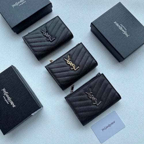 Black Textured Short Wallet