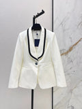 Trim Shawl Collar Fitted Suit Jacket