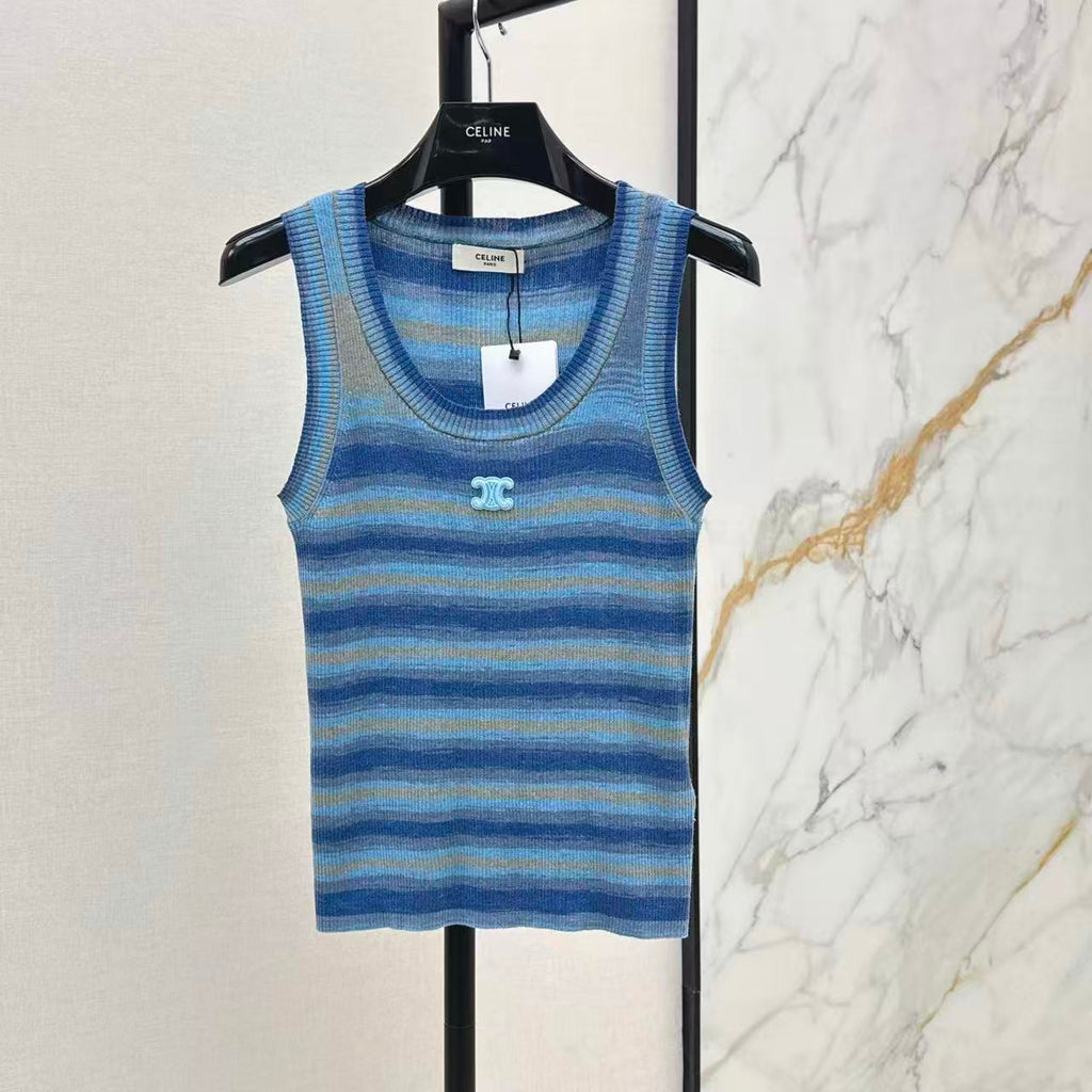 Lyocell Striped Knit Vest