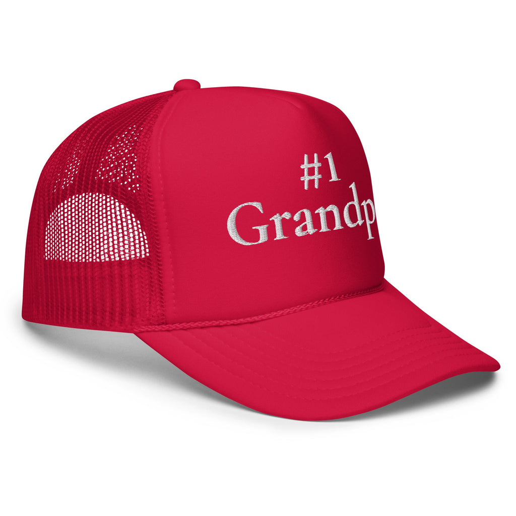 #1 Grandpa Embroidered Foam Trucker Hat White