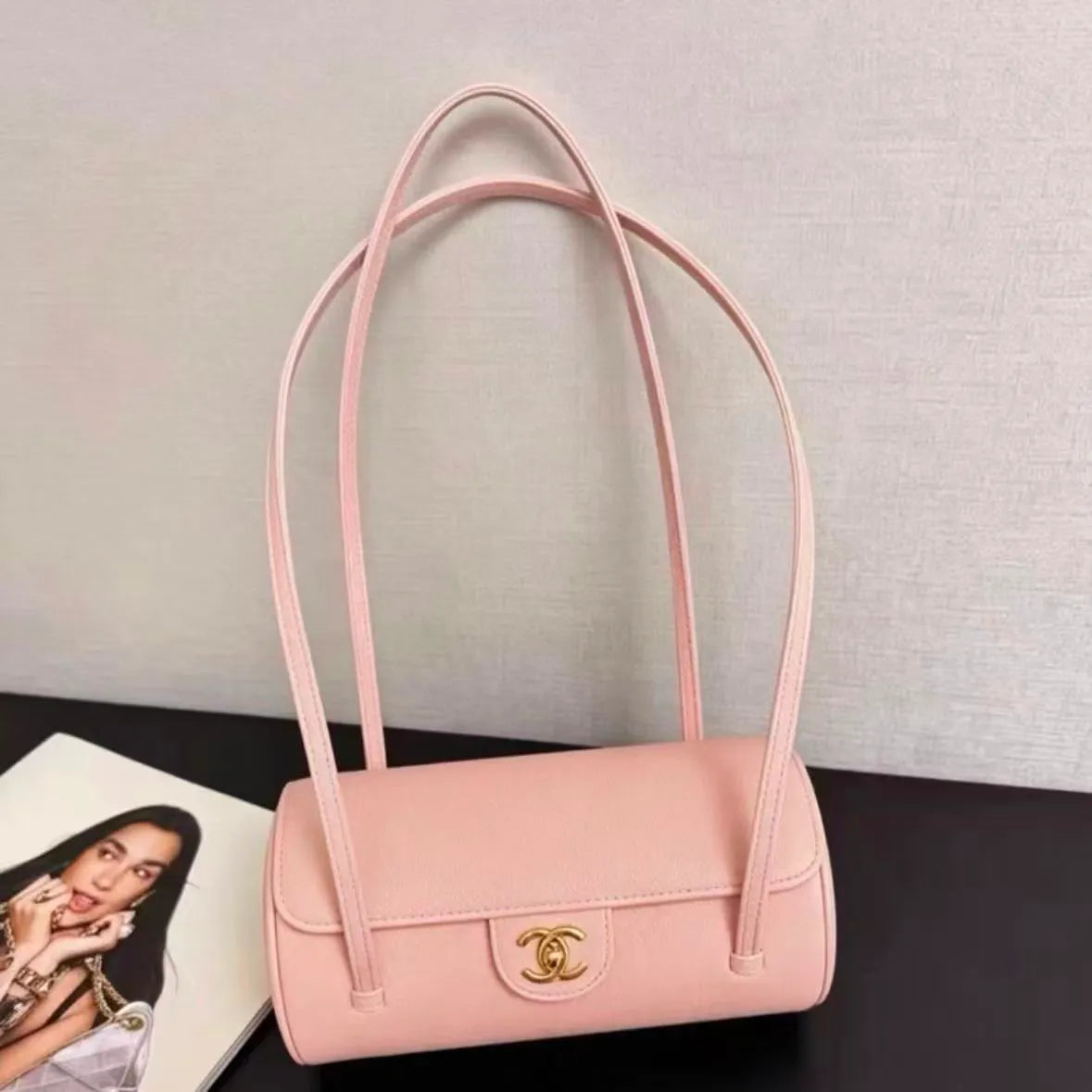 Gold Buckle Cylinder Bag
