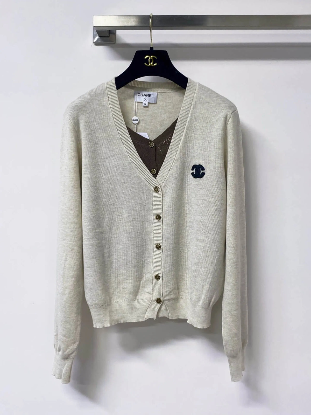 Contrast Fake Two Piece Cardigan