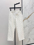High Waist Printed Straight Jeans