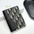 Classic Pattern Leather-Trimmed Short Wallet