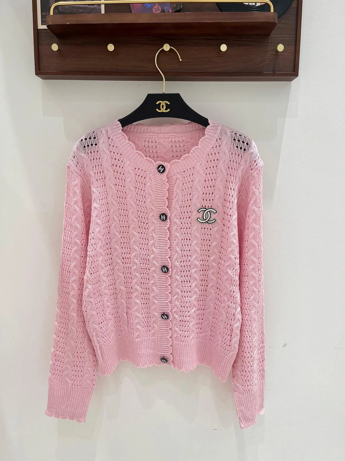Scalloped Hollow Knit Cardigan