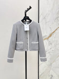 Grey Lace Trim Jacket and Skirt Set