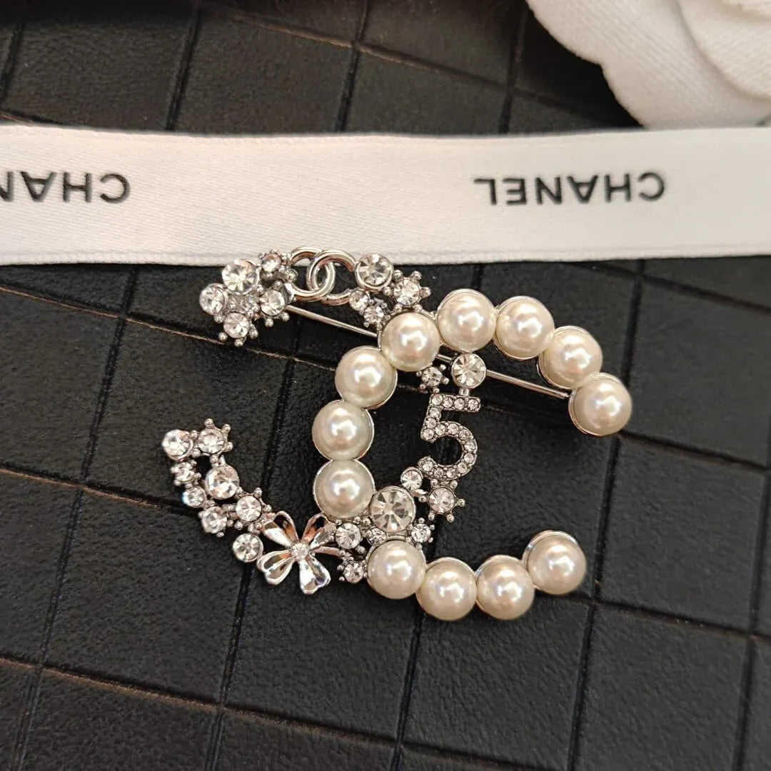 Pearl & Diamond Encrusted Brooch