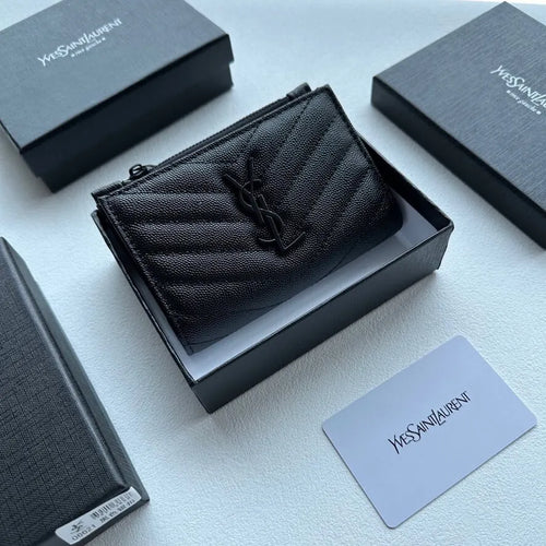 Black Textured Short Wallet