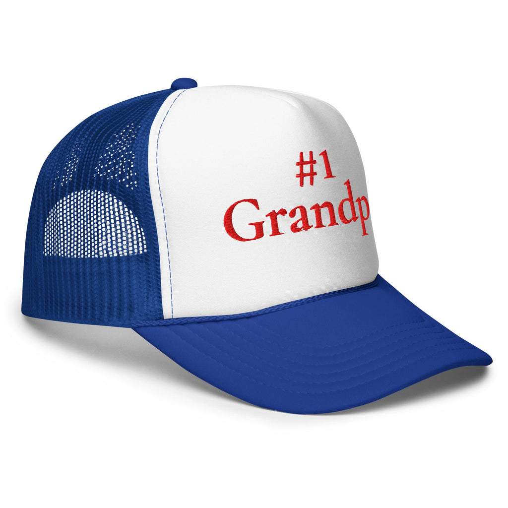 #1 Grandpa Embroidered Foam Trucker Hat Red