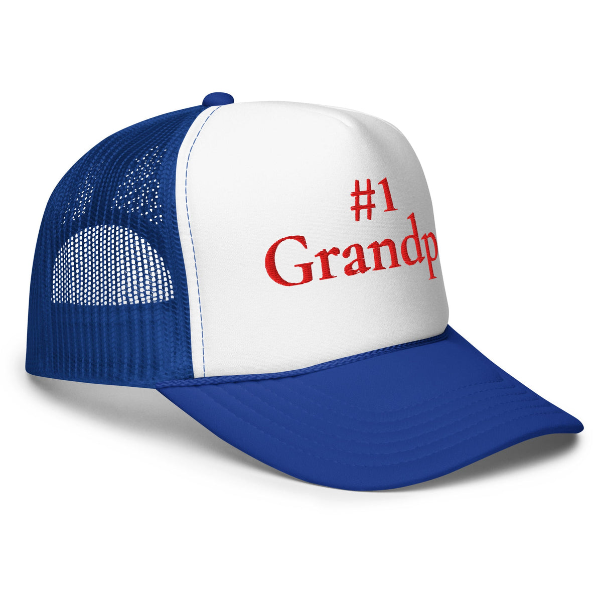 #1 Grandpa Embroidered Foam Trucker Hat Red