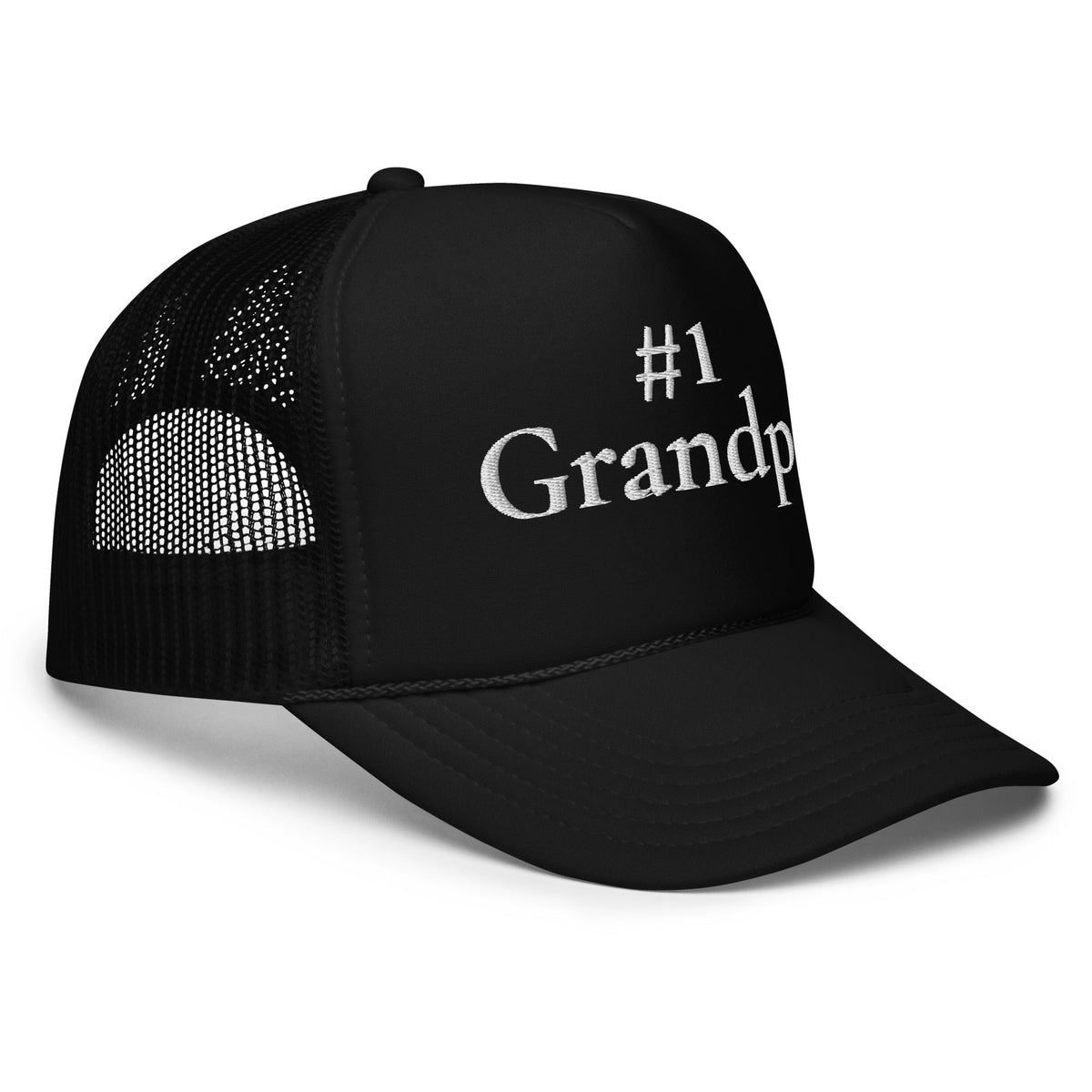 #1 Grandpa Embroidered Foam Trucker Hat White