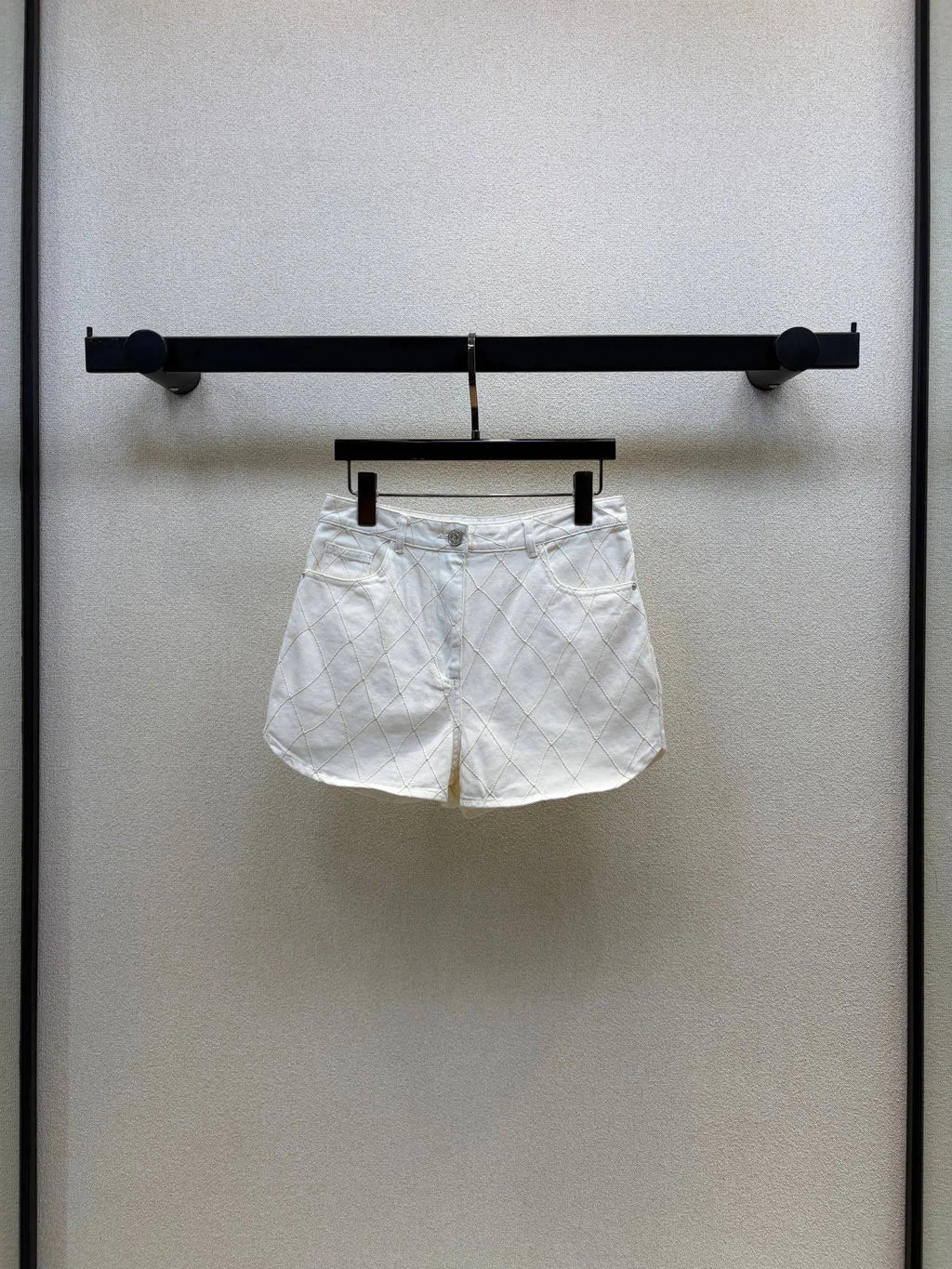 Diamond Stitch Denim Shorts
