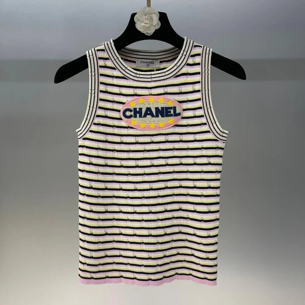 Letter Embroidered Colorful Vest Top and Dress