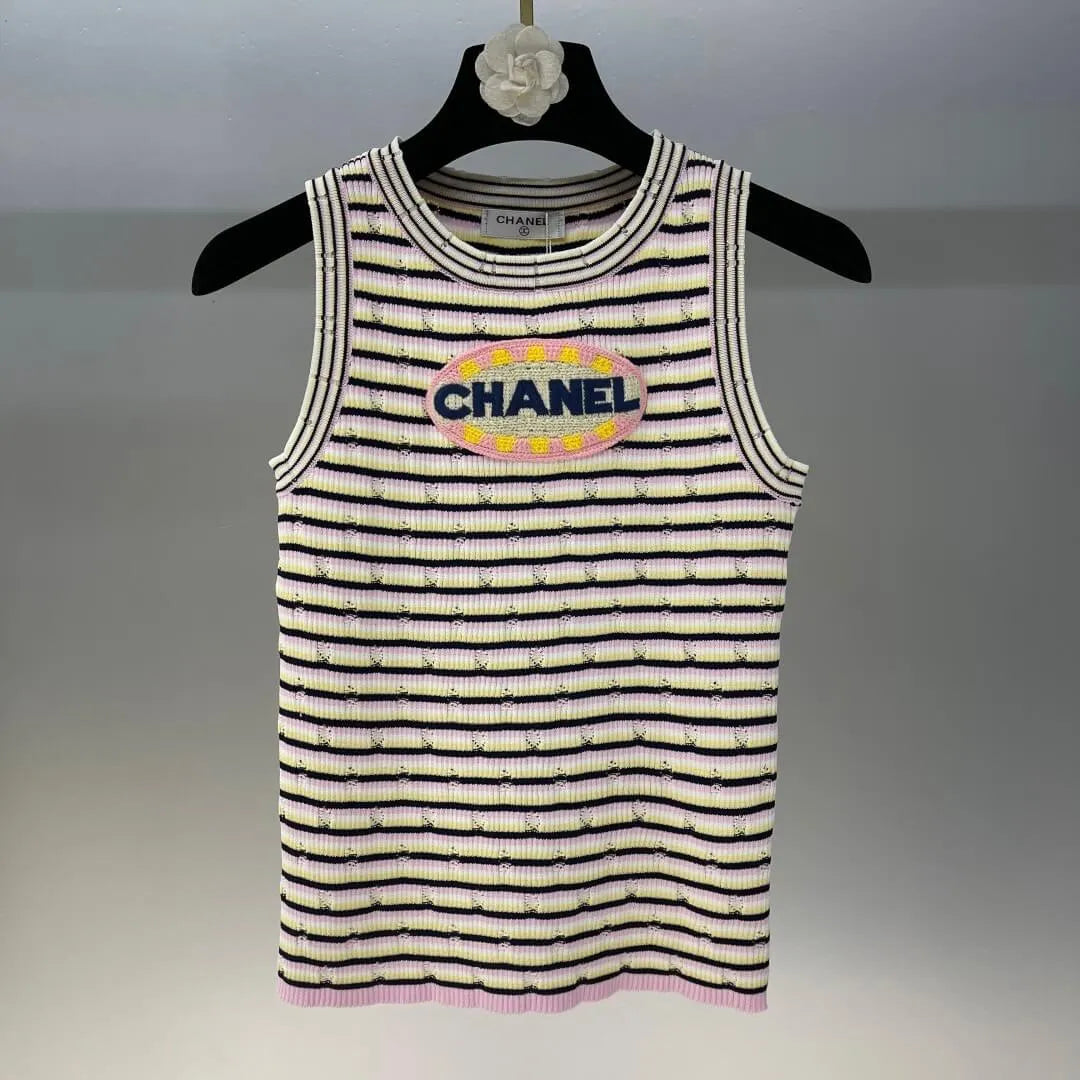 Letter Embroidered Colorful Vest Top and Dress