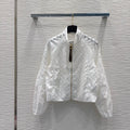 White Lightweight Jacquard Bomber Jacket