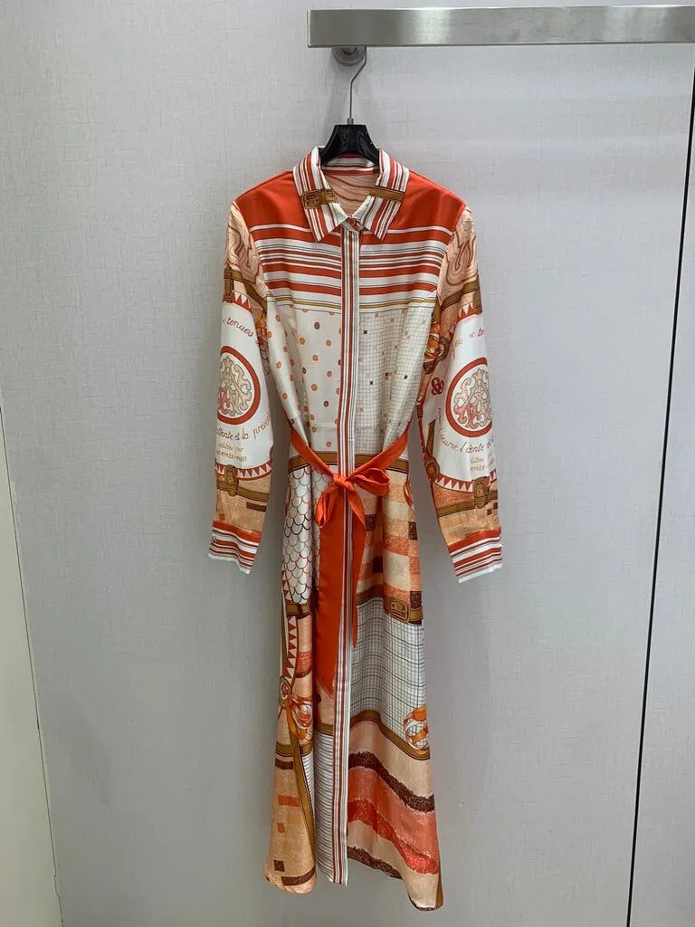 Orange Stripe Midi Dress