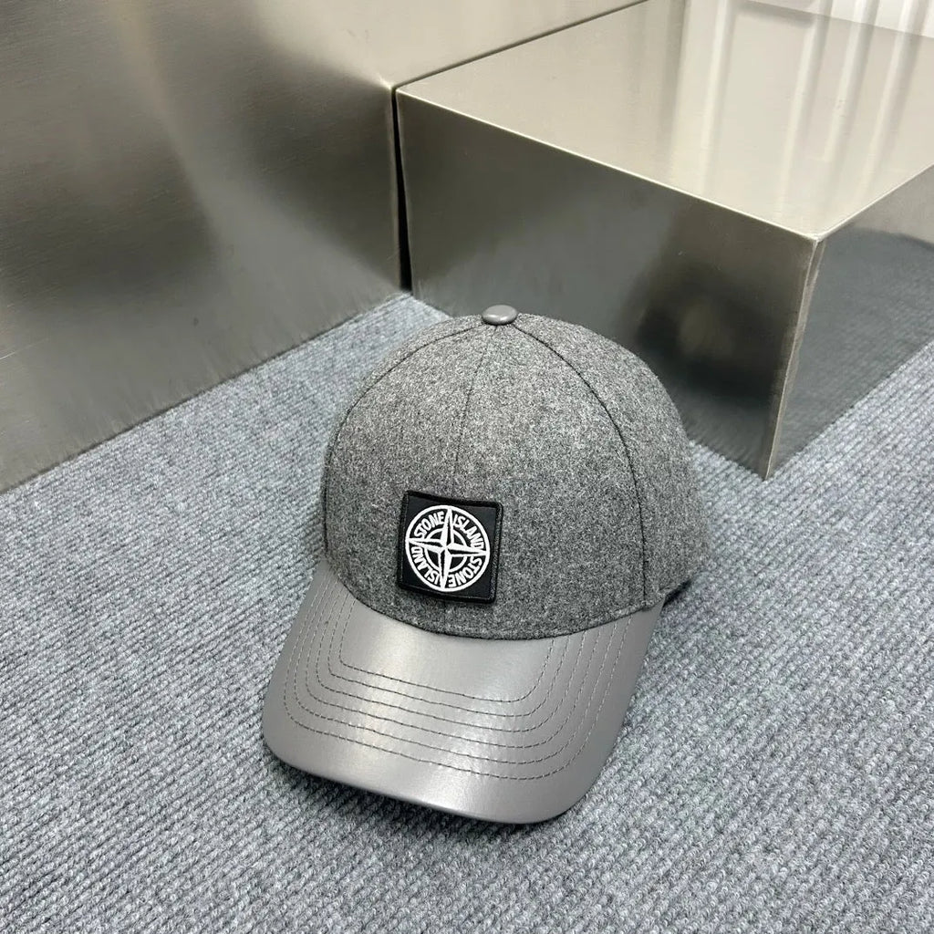 Wool blend patchwork baseball cap