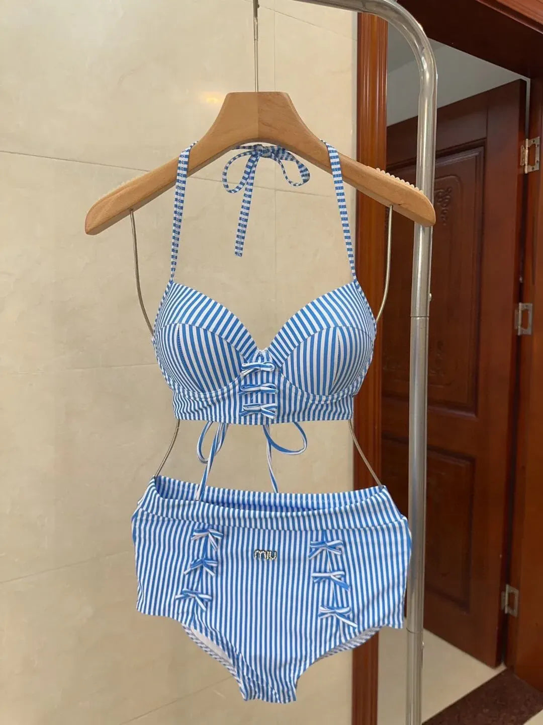 Bow Striped Swimsuit