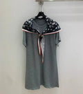 Scarf Print Cotton Short Sleeve Dress