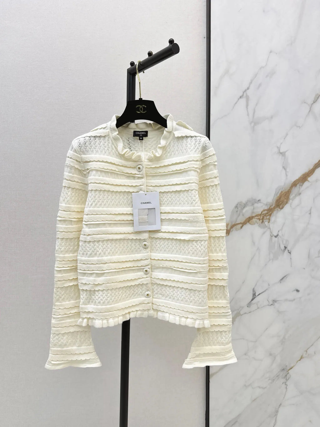 Ruffle Layered Knit Cardigan