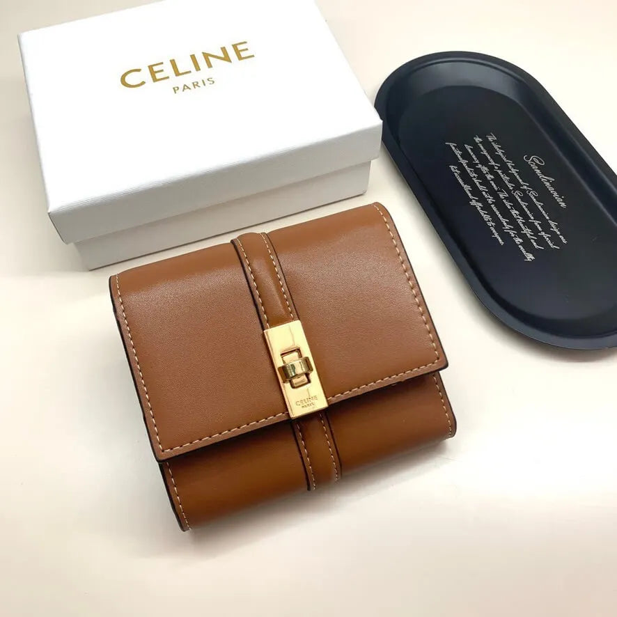 Gold-Buckle Short Wallet