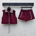 Burgundy Nylon Casual Sports Matching Set