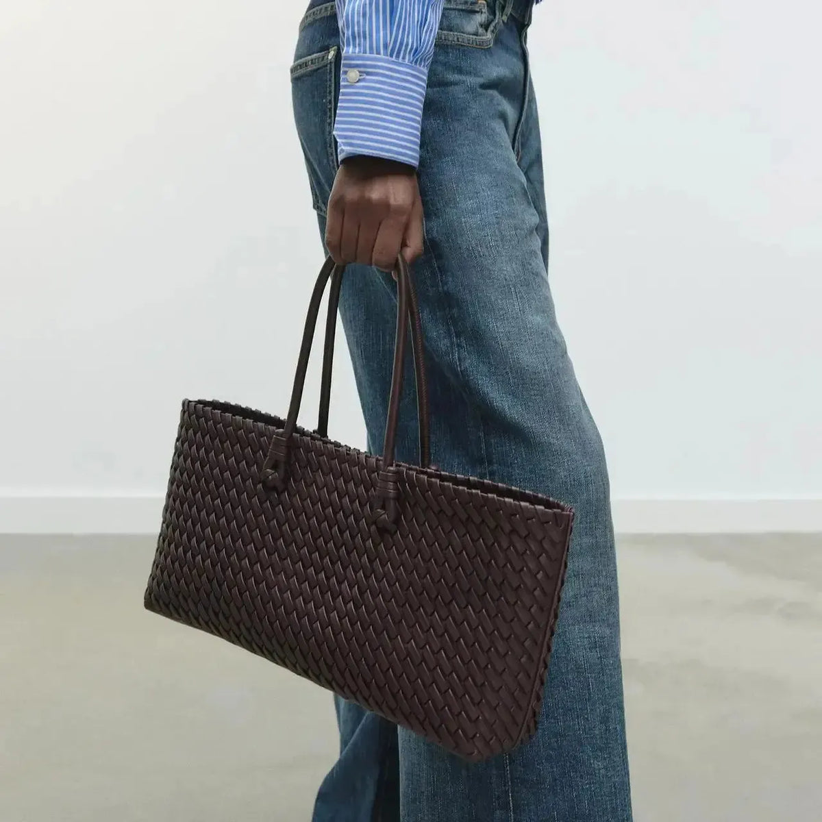 Daria Woven Leather Handbag