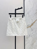 Horseshoe Print Denim Mini Skirt