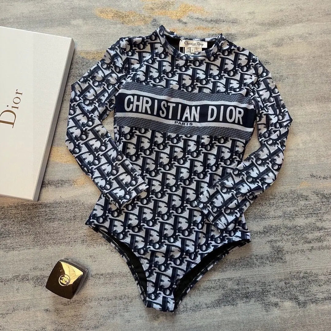 Long Sleeve Printed One-Piece Swimsuit