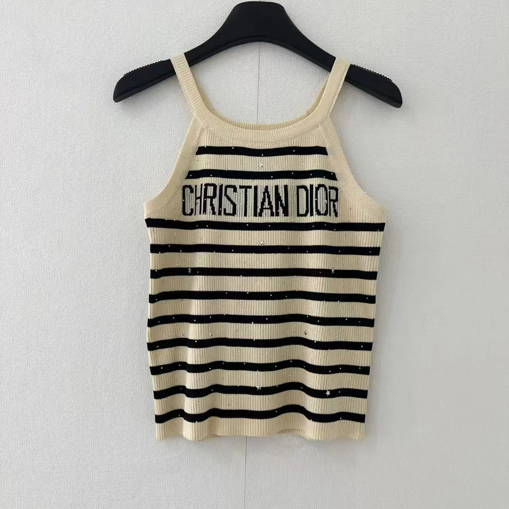 Rhinestone Stripe Detail Vest