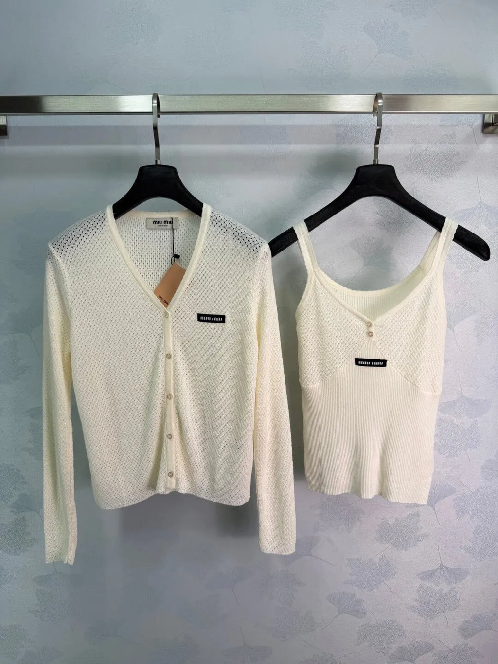 Mesh Knit Cardigan and Cami Two-Piece Set