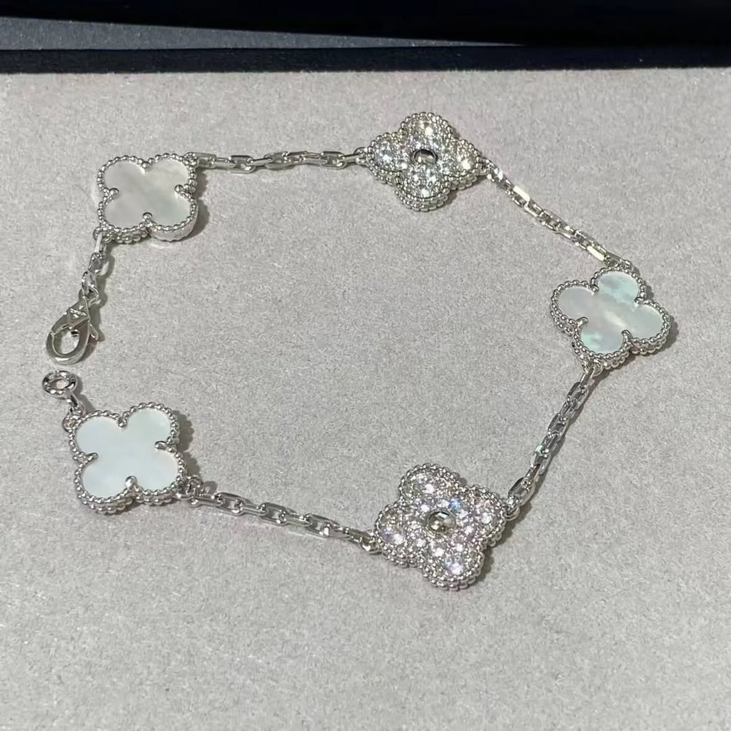 Classic Five-Strand Mother-of-Pearl & Diamond Patch Bracelet