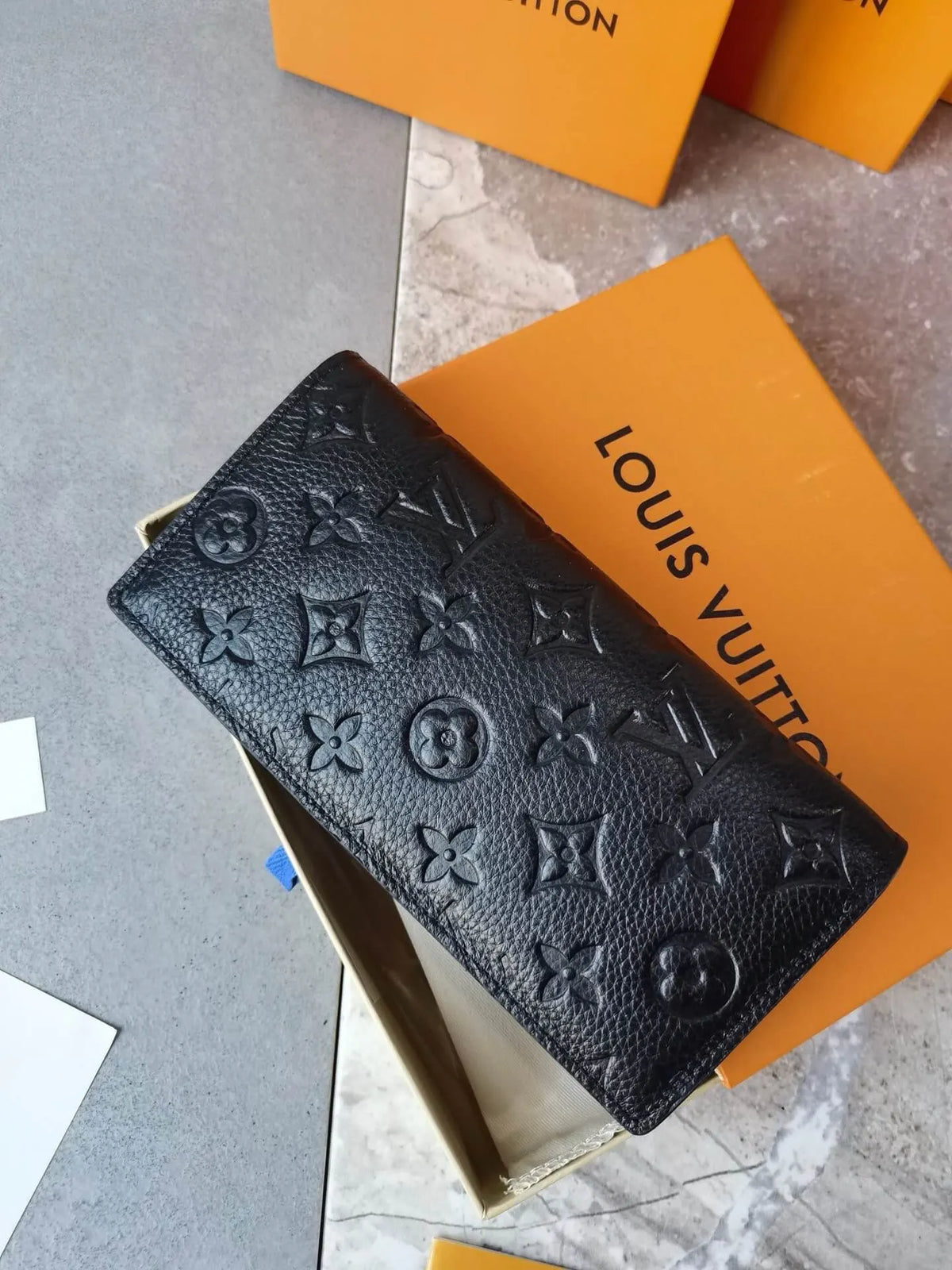 Black Embossed Long Wallet