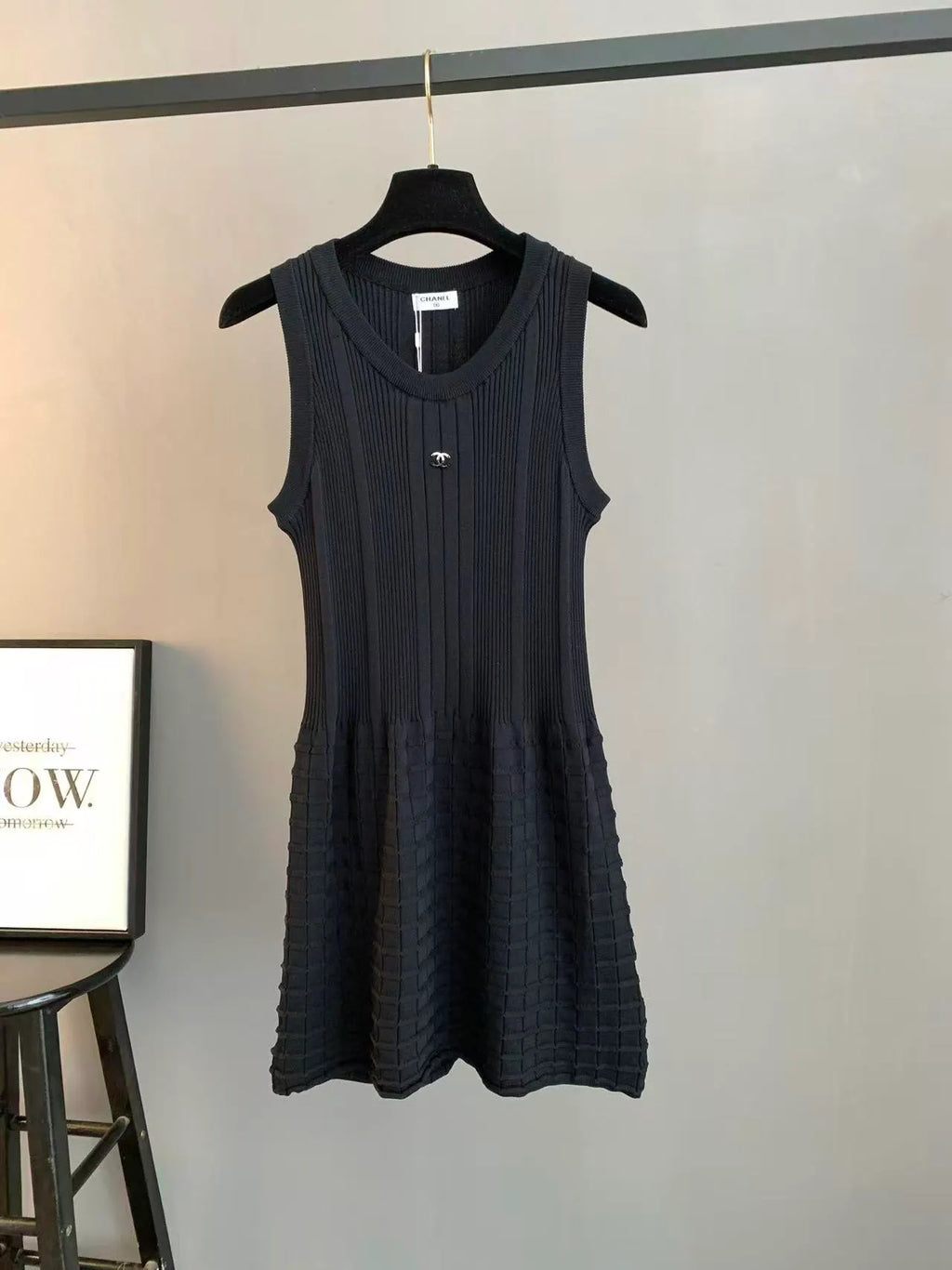 Vertical Plaid Paneled Tank Dress