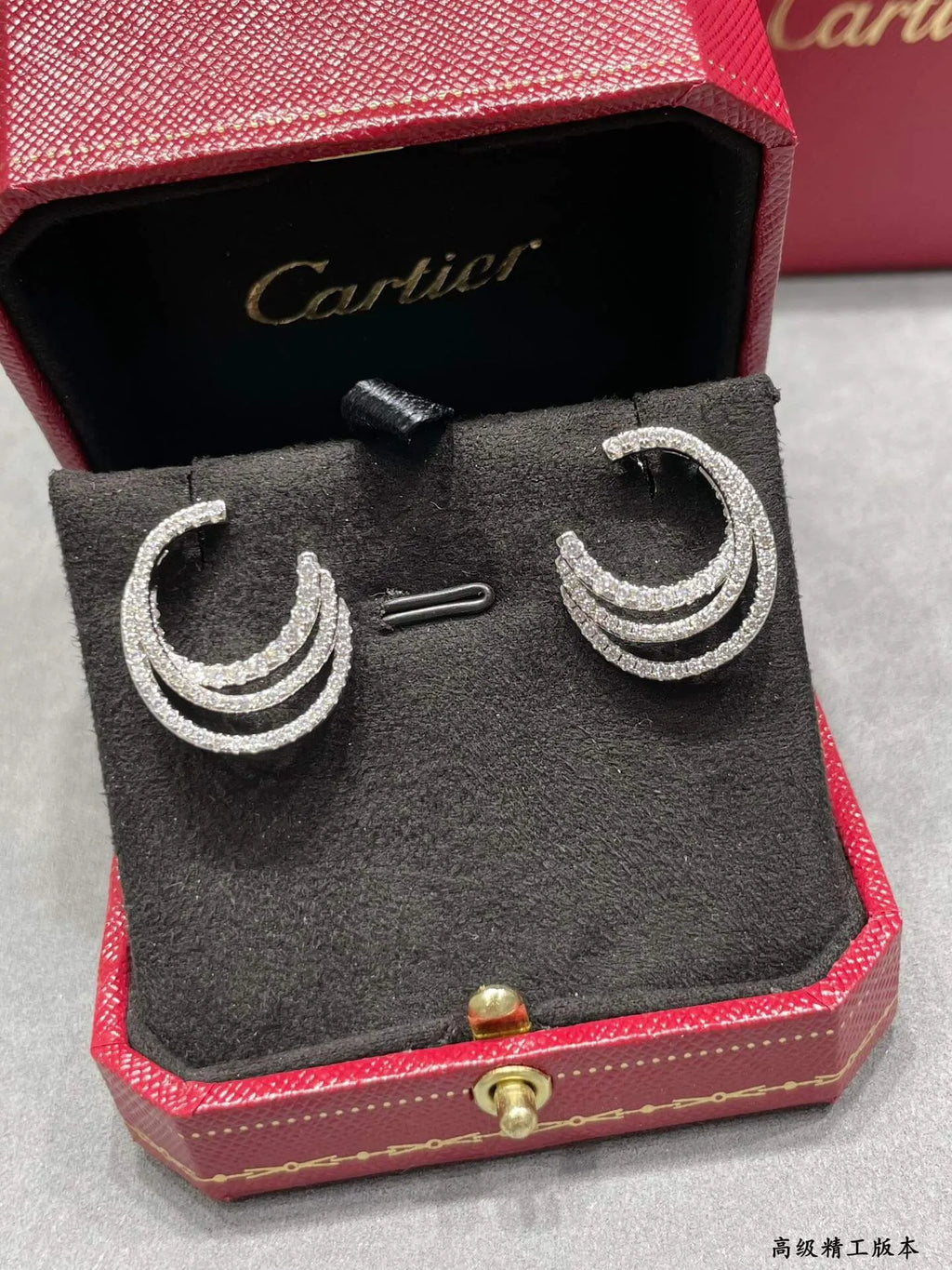Triple-Pavé Hoop Studs