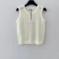 Hardware Trim Openwork Knit Vest