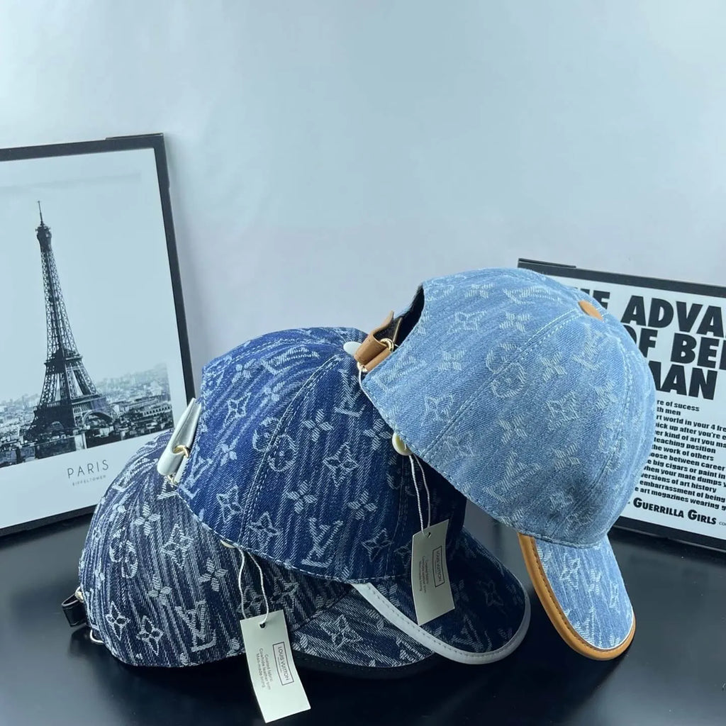 Color-Block Brim Denim Dome Cap