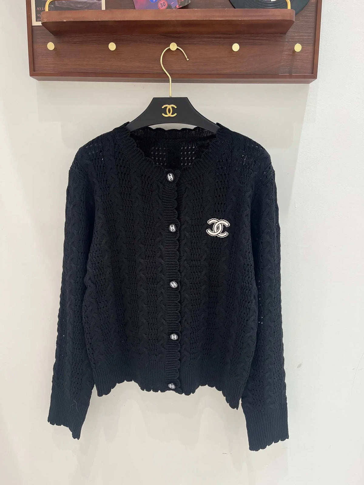 Scalloped Hollow Knit Cardigan