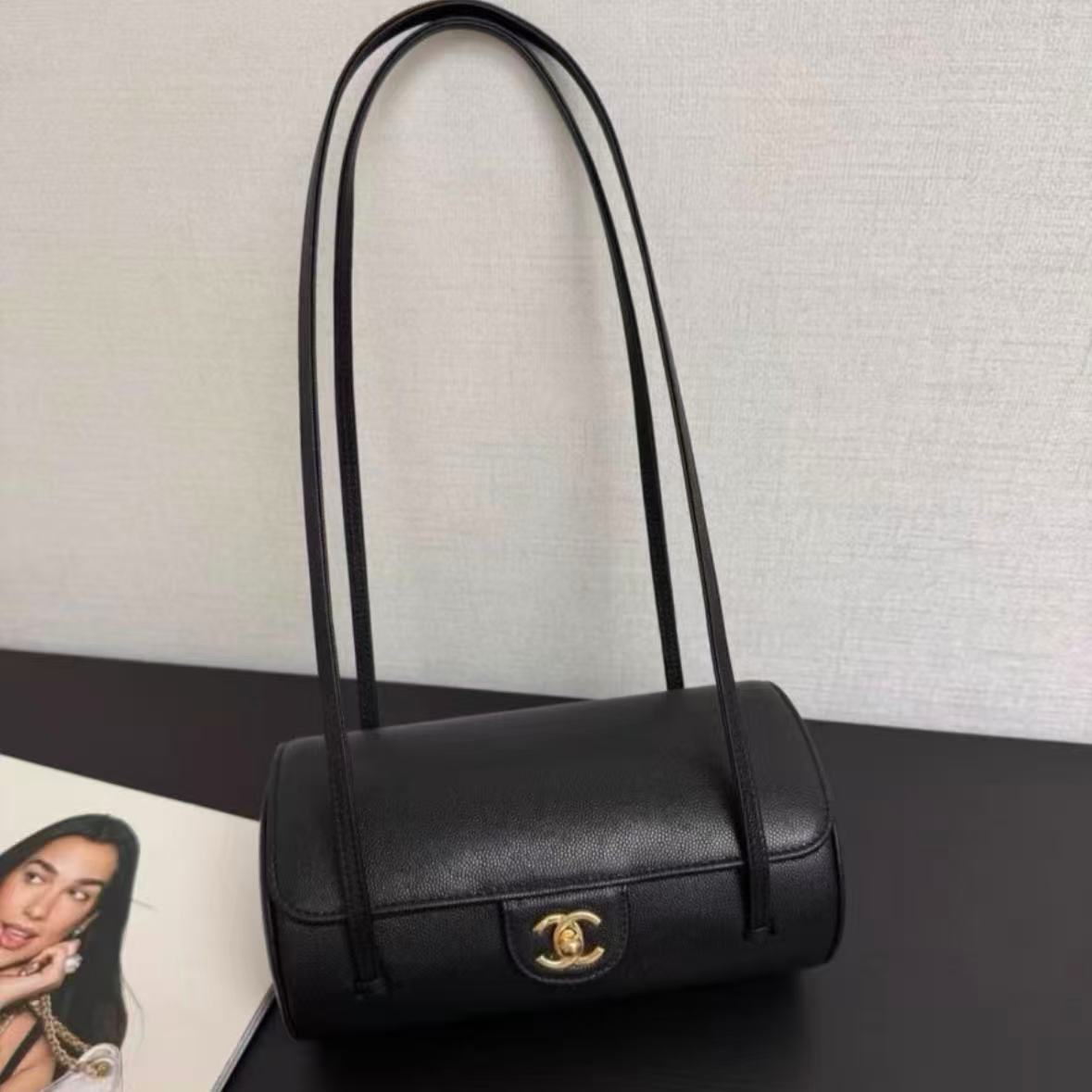 Gold Buckle Cylinder Bag