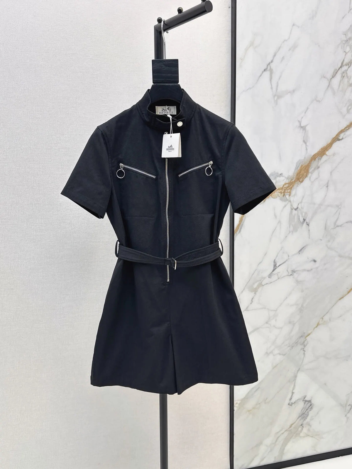 Belted Zipper Casual Jumpsuit