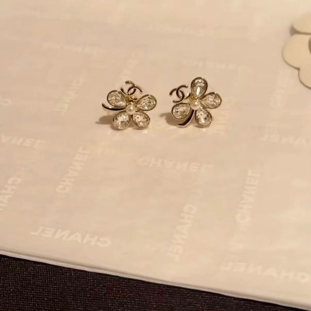 Crystal Four-Leaf Clover Stud Earrings