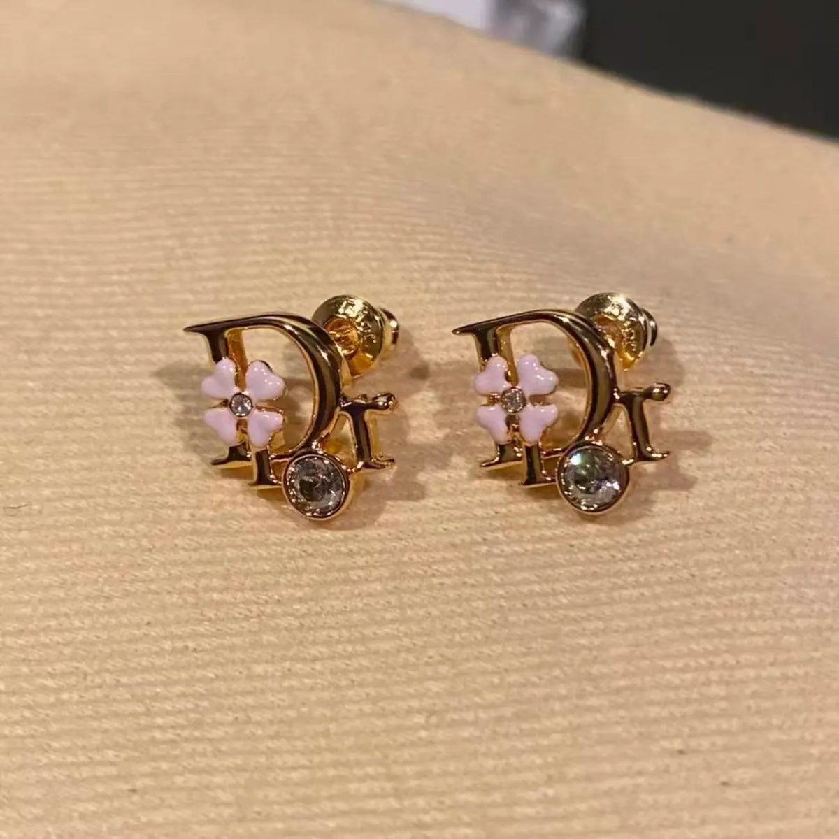 Pink Floral Accent Earrings
