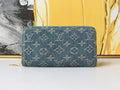 Denim All-Over Print Zip-Around Wallet