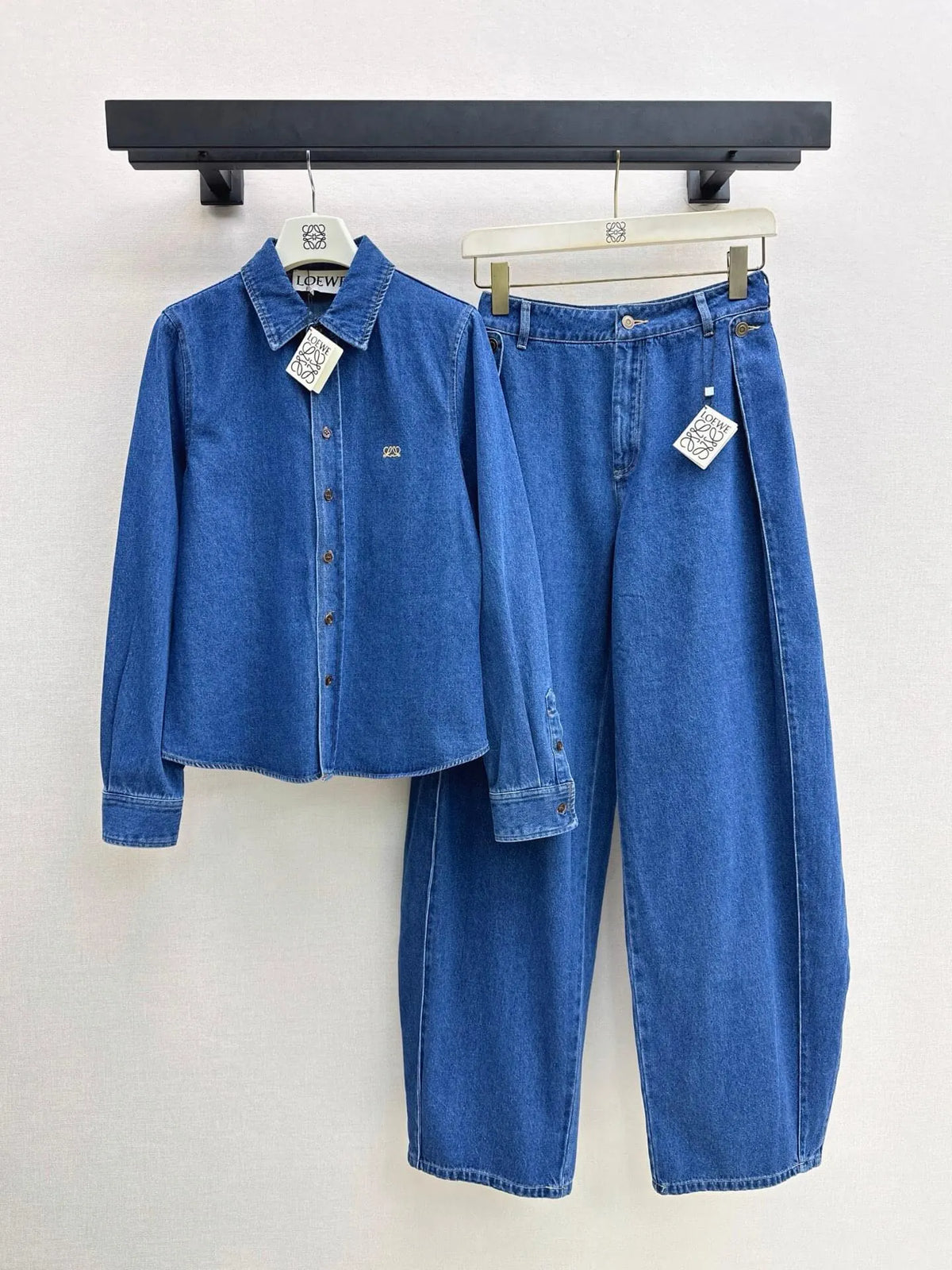 Cropped Shirt Wide Leg Denim Set