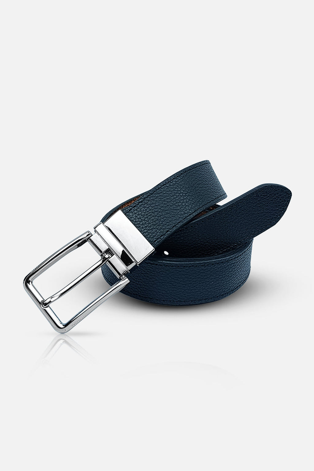 Black & Bright Brown Reversible Textured Leather Belt