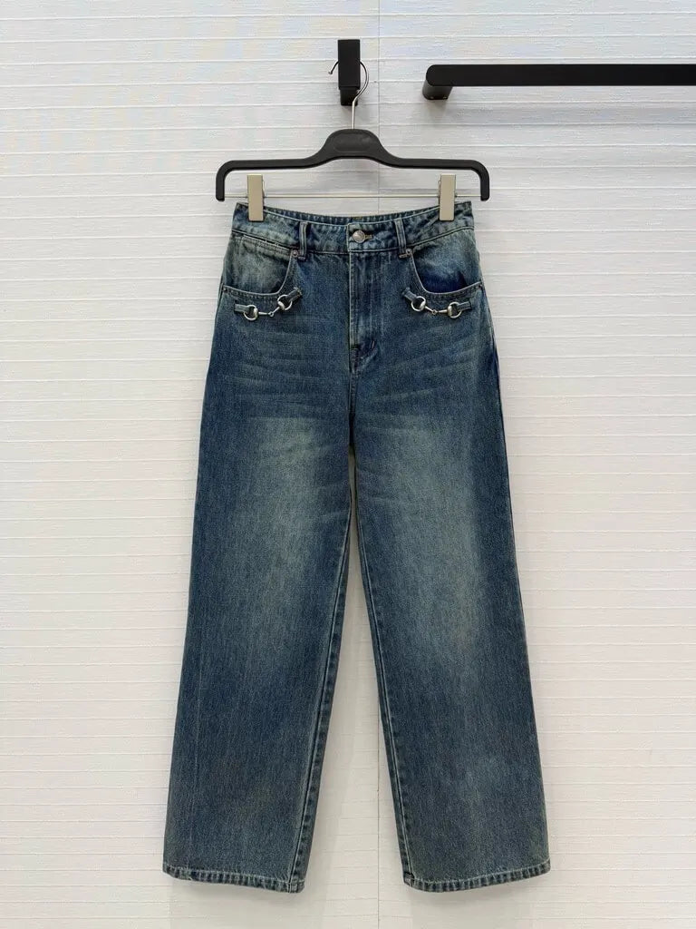 Metal Chain Pocket Jeans