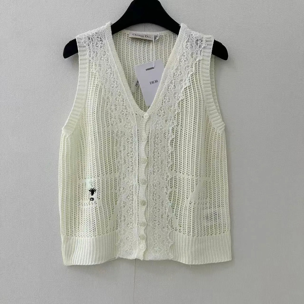 Openwork Lace Knit Vest