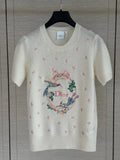 Short Sleeve Embroidered Sweater