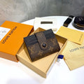 Color-Blocked Snap Short Card Holder Wallet